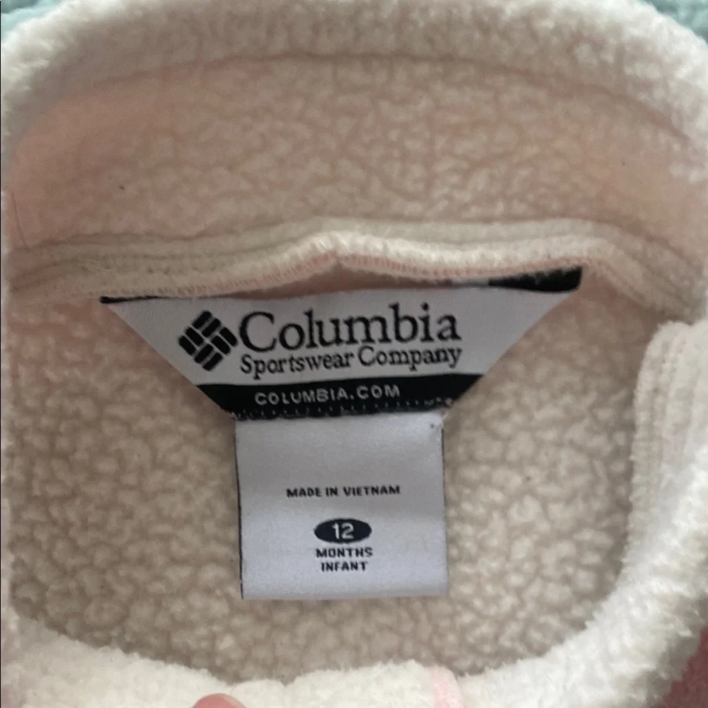 Columbia Pink and Cream Fleece Vest with Sherpa Trim